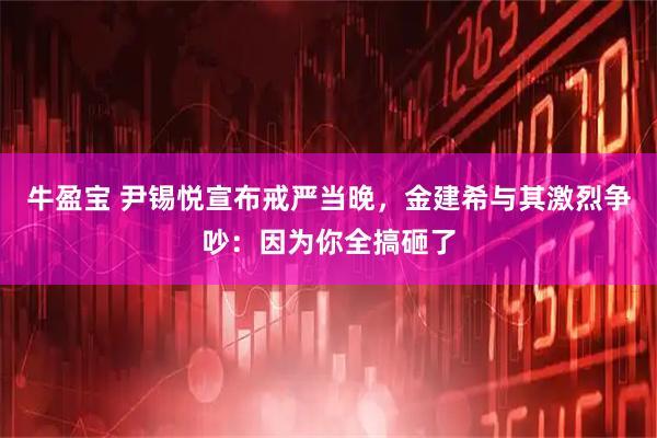 牛盈宝 尹锡悦宣布戒严当晚，金建希与其激烈争吵：因为你全搞砸了